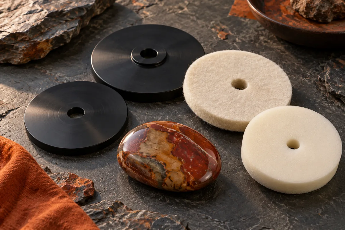 Editorial illustration for Flat Lap Backing Plates and Polishing Pads: What Fits Together?